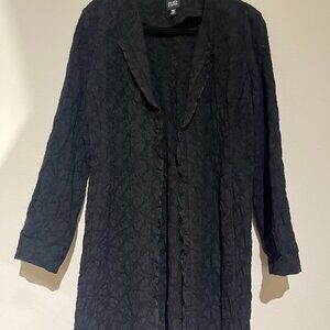 EILEEN FISHER 100% Wool Black Embossed Light Jacket